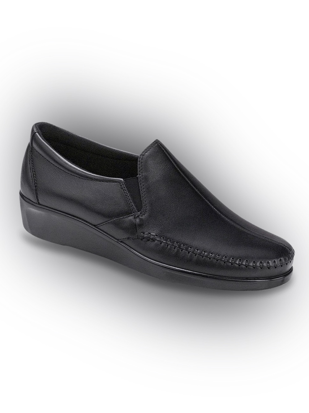 Like New! SAS Dream Comfort Black Leather Loafers Double Wide Size 10